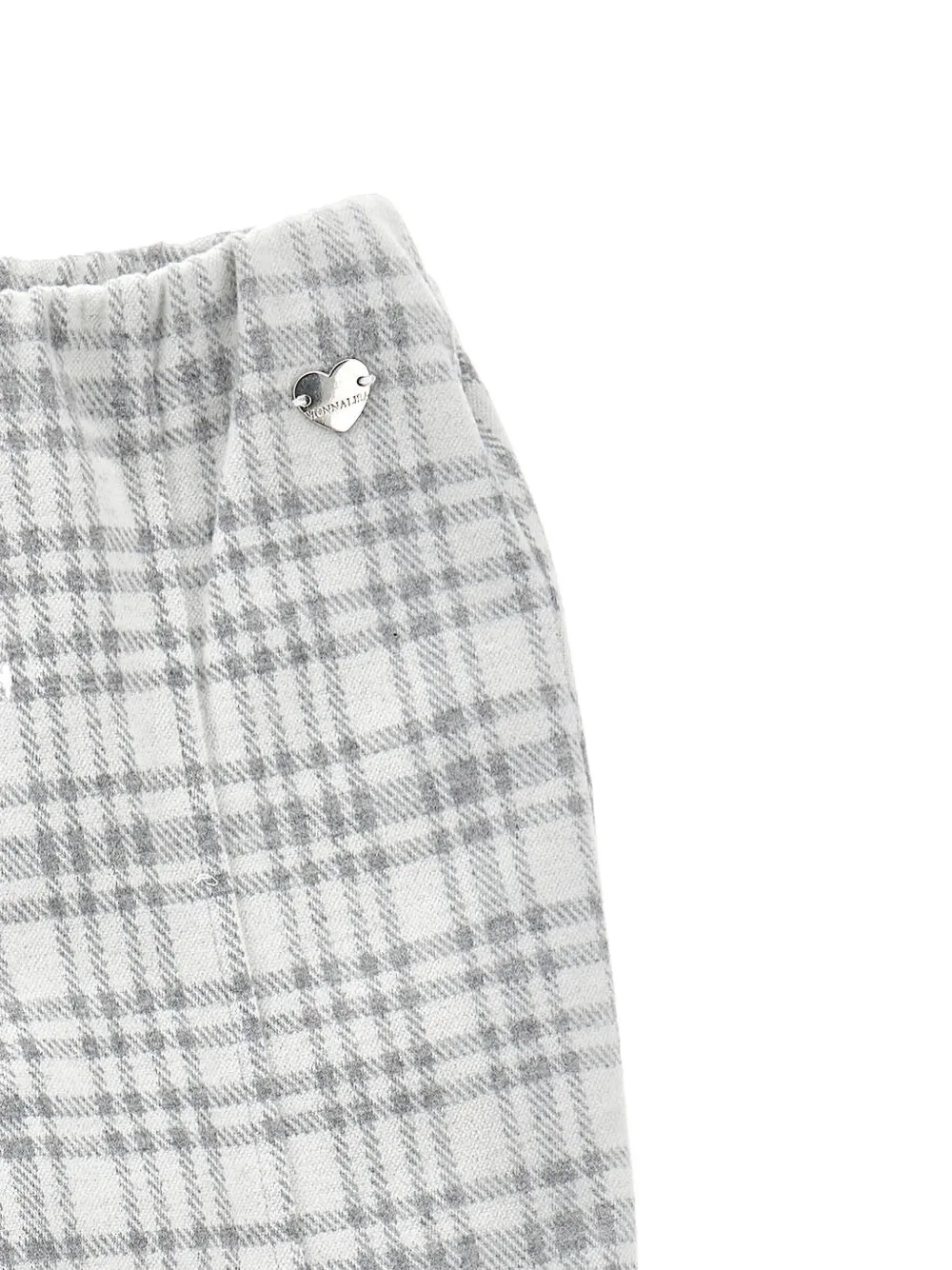 Monnalisa Geruite broek met hartplakkaat Wit