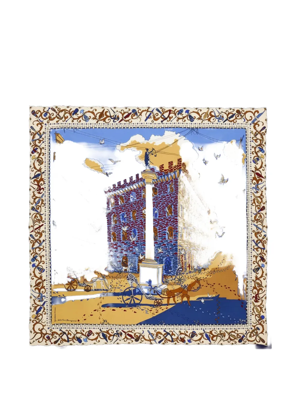 Ferragamo Palazzo graphic-print scarf - Blu