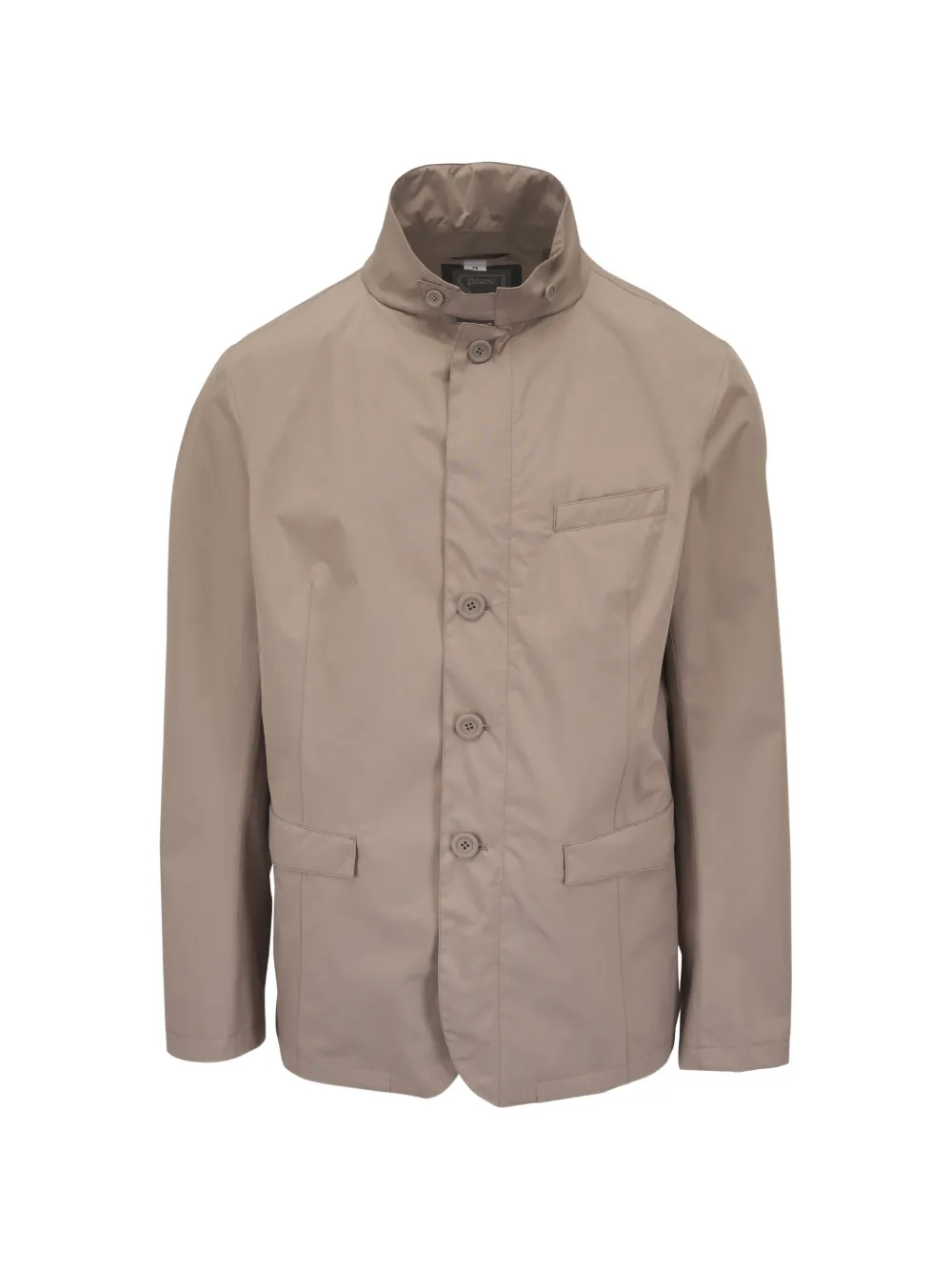 Herno High-neck Button-up Jacket In Brown