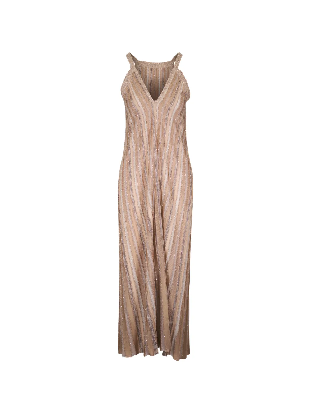 D Exterior Sequin-embellished Striped Dress In Brown