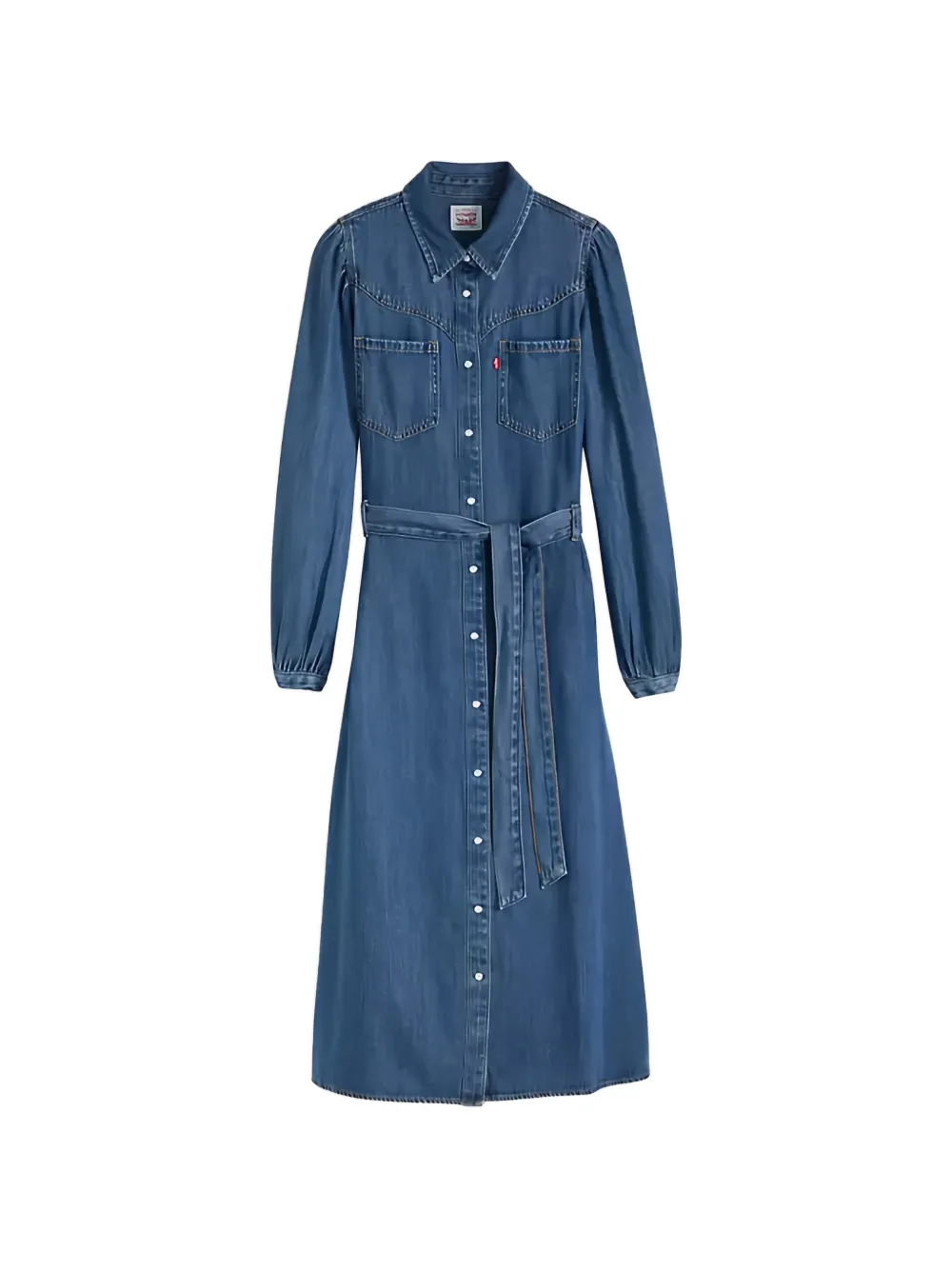 Levi's Journey puffed-sleeve belted midi dress - Blu