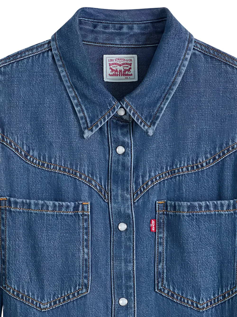 Levi's Journey midi-jurk met pofmouwen en ceintuur Blauw