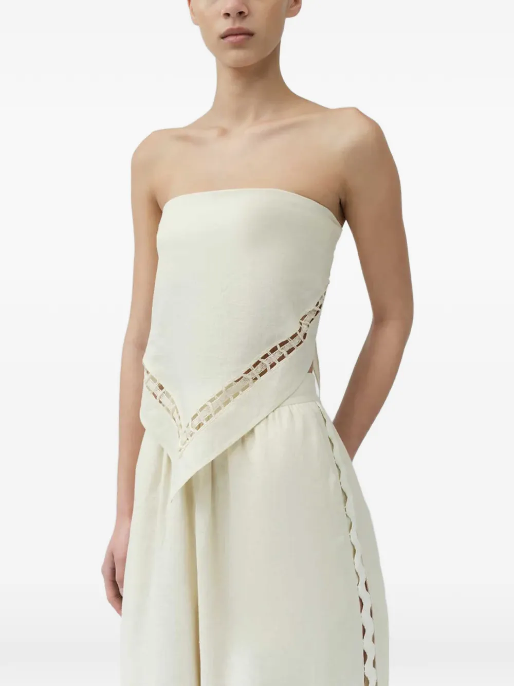 SIMKHAI Lahni strapless top met uitgesneden details Beige