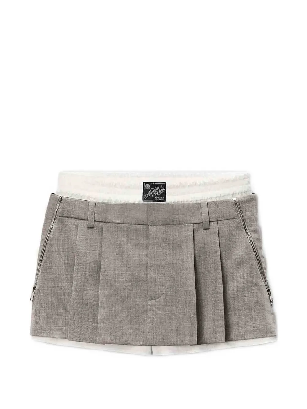 Alexander Wang pleated layered-waistband mini skirt - Grigio