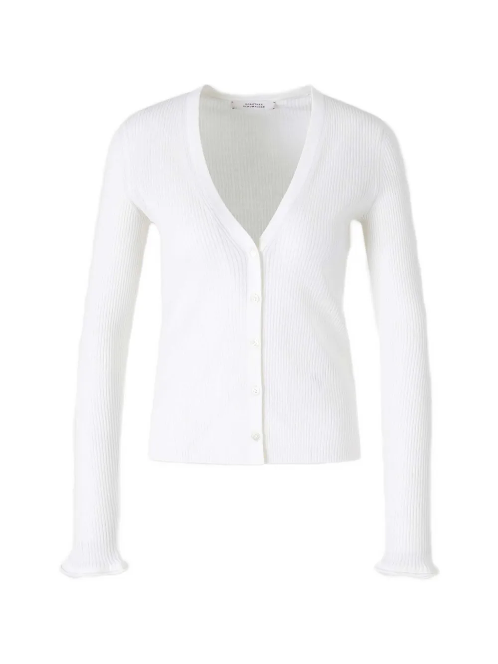Dorothee Schumacher ribbed-knit V-neck cardigan - Bianco