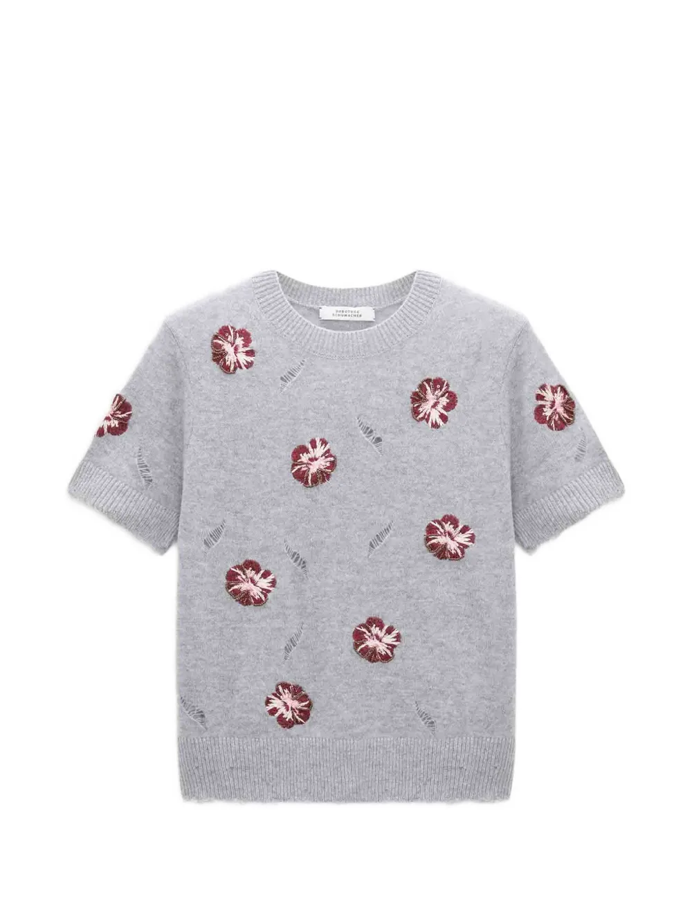 Dorothee Schumacher Blooming Statements floral-motif distressed sweater - Grigio