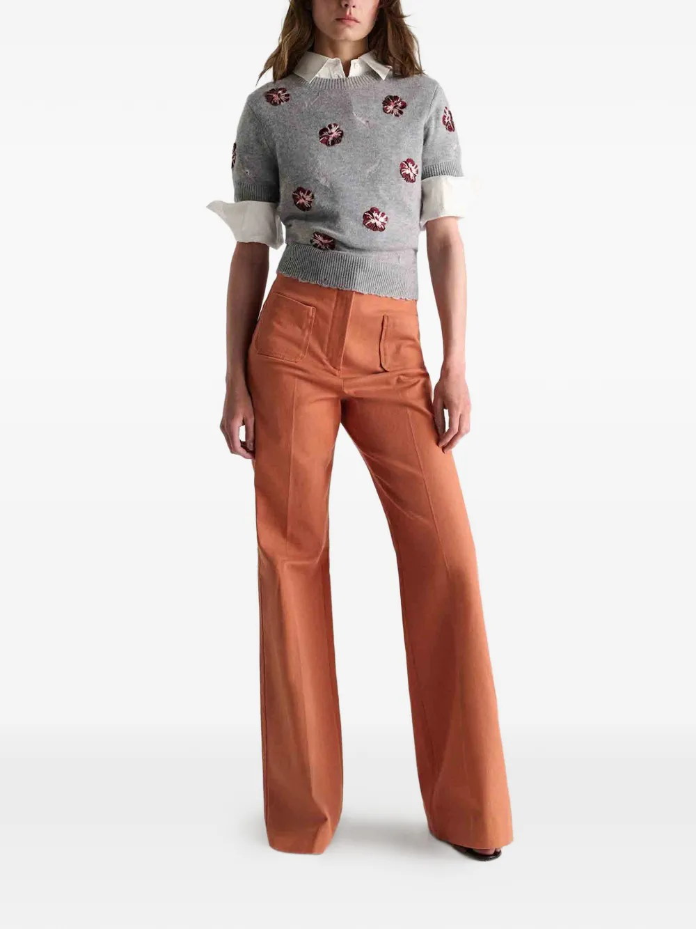 Dorothee Schumacher Blooming Statements gerafeld T-shirt met bloemenprint Grijs