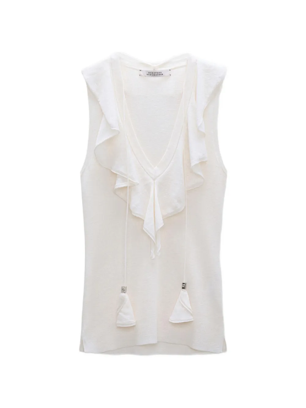 Dorothee Schumacher Refined Essentials ruffled tassel-detail top - Weiß