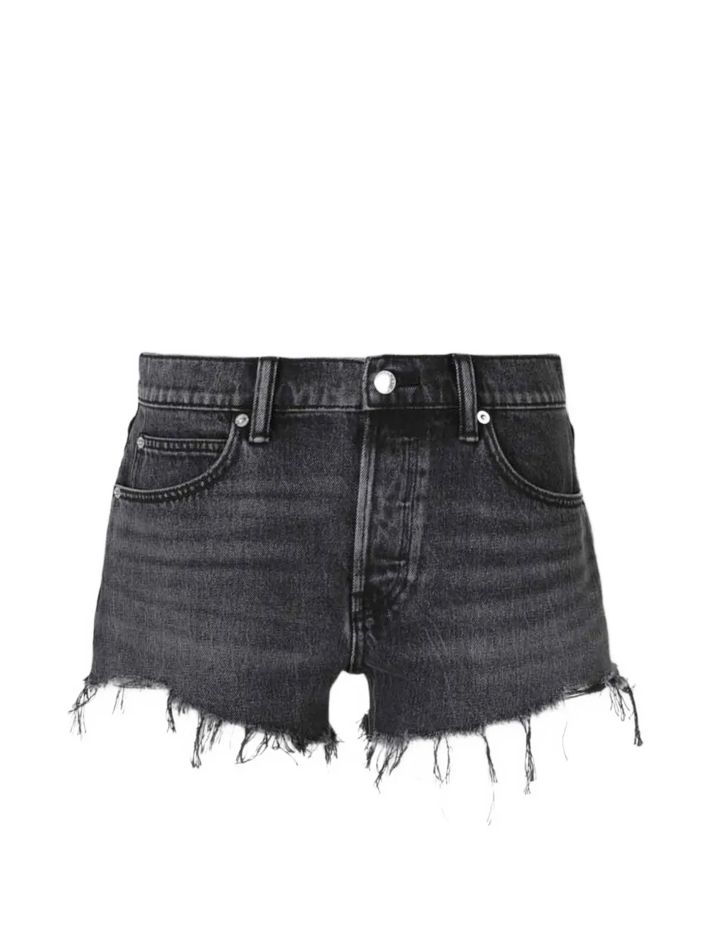 Alexander Wang rhinestone-logo frayed-hem shorts - Nero