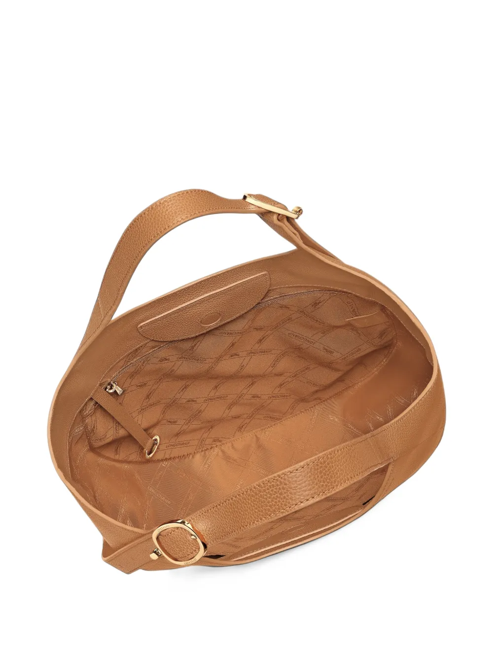 Longchamp Grote Le Foulonné leren schoudertas Bruin