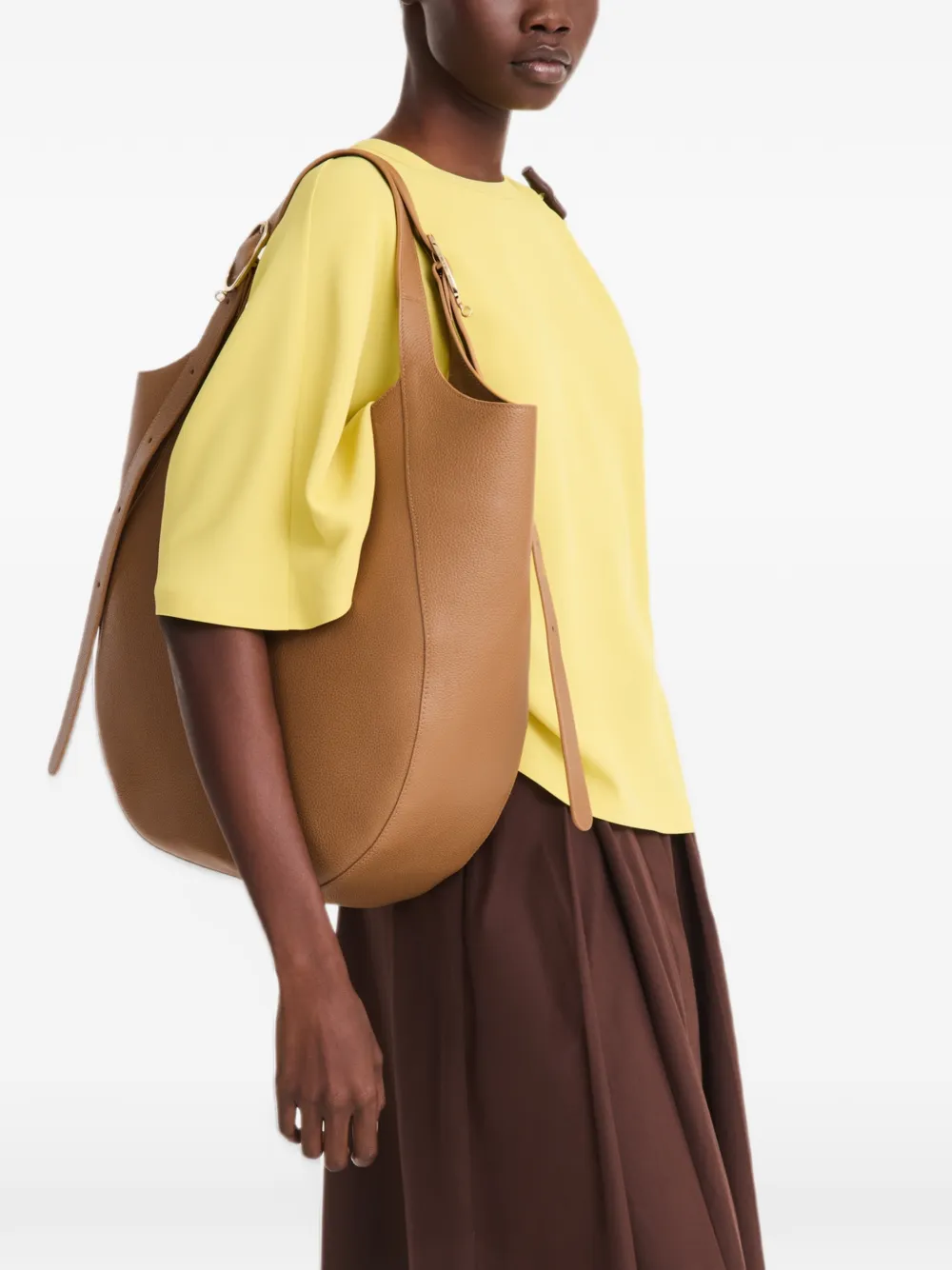Longchamp Grote Le Foulonné leren schoudertas Bruin
