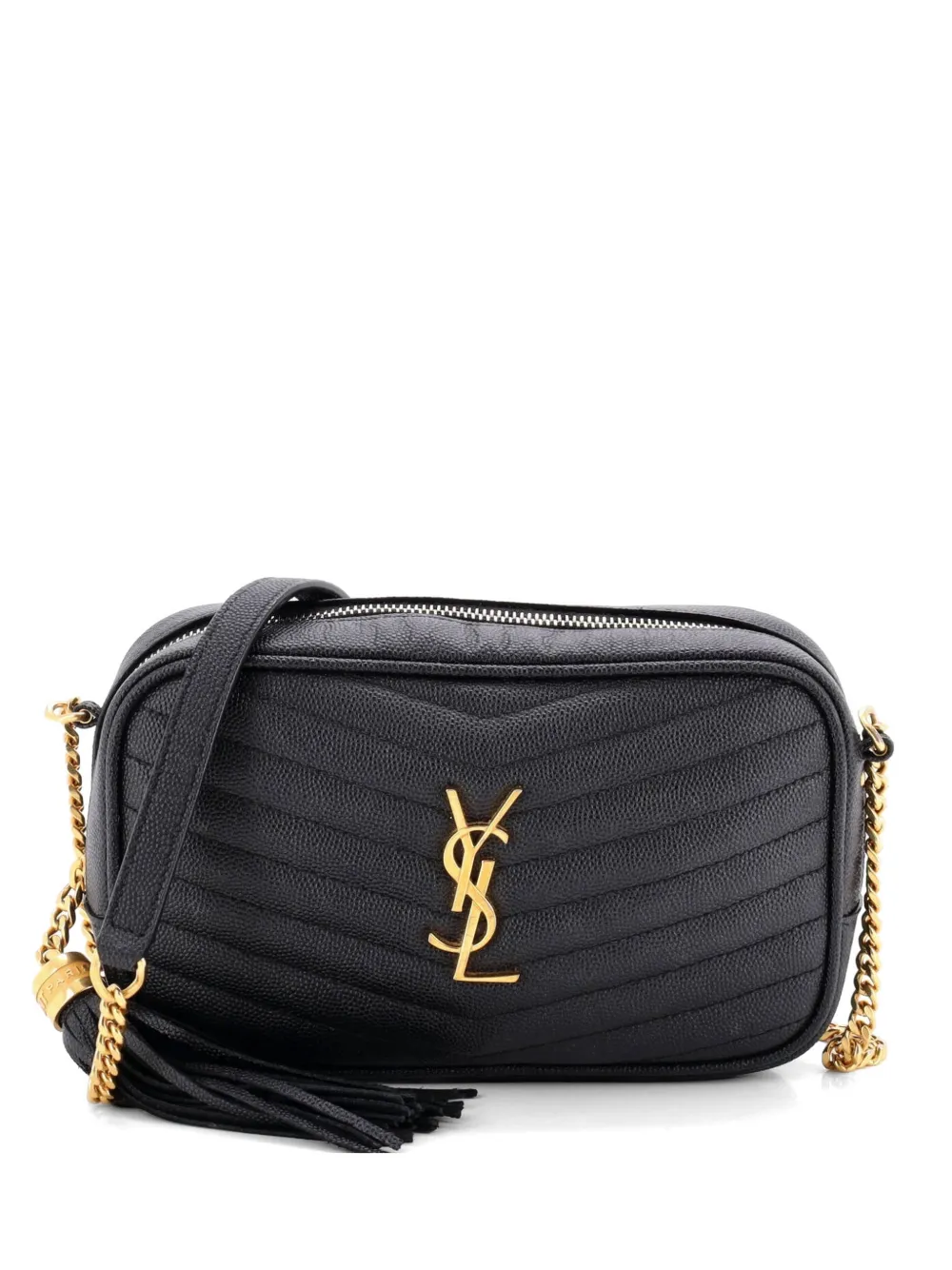 Saint Laurent Pre-Owned LouLou Matelasse Chevron Leather Mini crossbody bag - Black