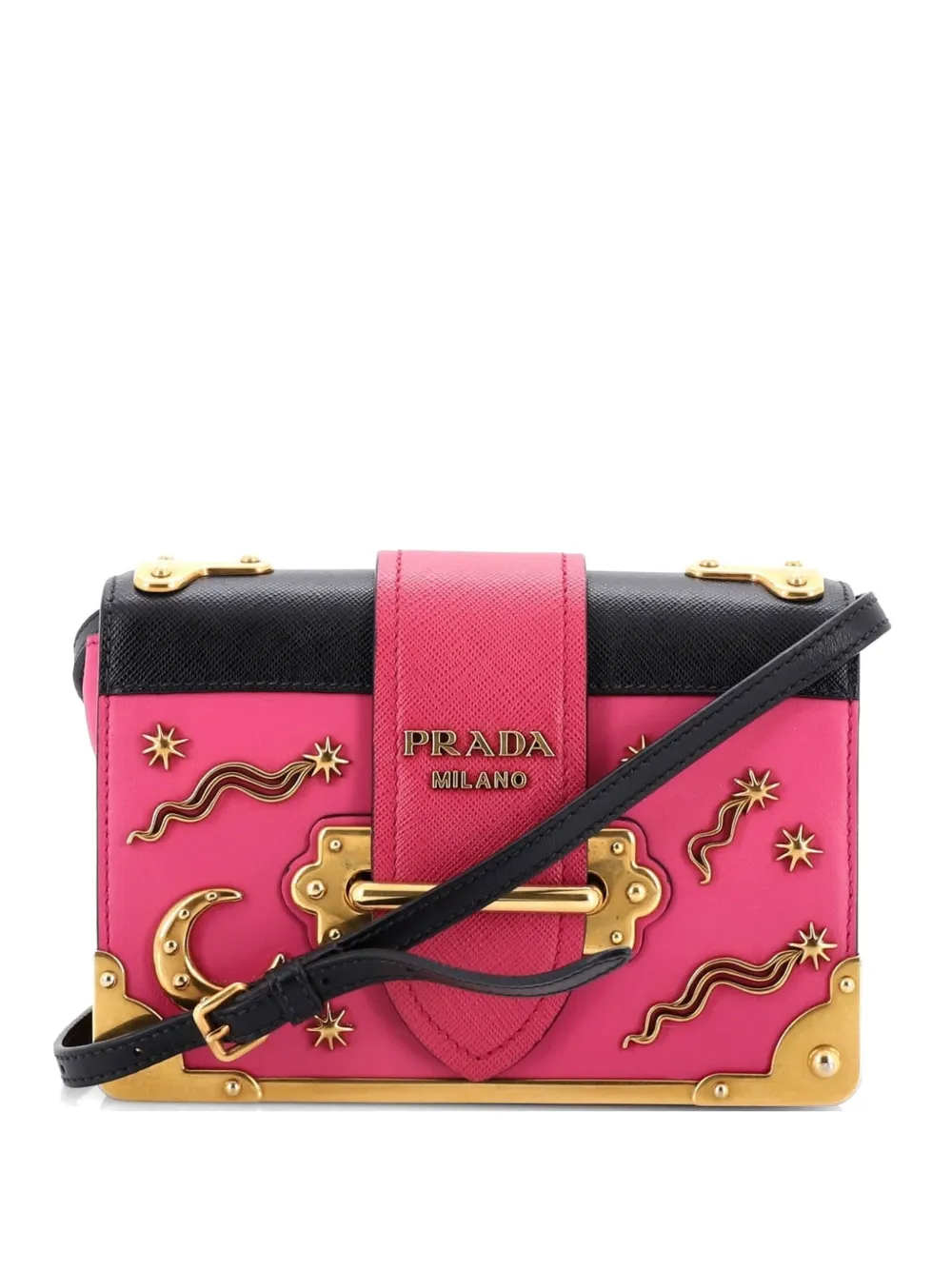 Prada Pre-Owned Cahier Embellished Leather Small crossbody bag - Nero