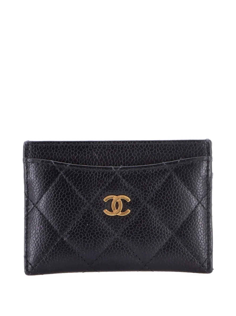 CHANEL Pre-Owned Classic Quilted Caviar card holder - Black