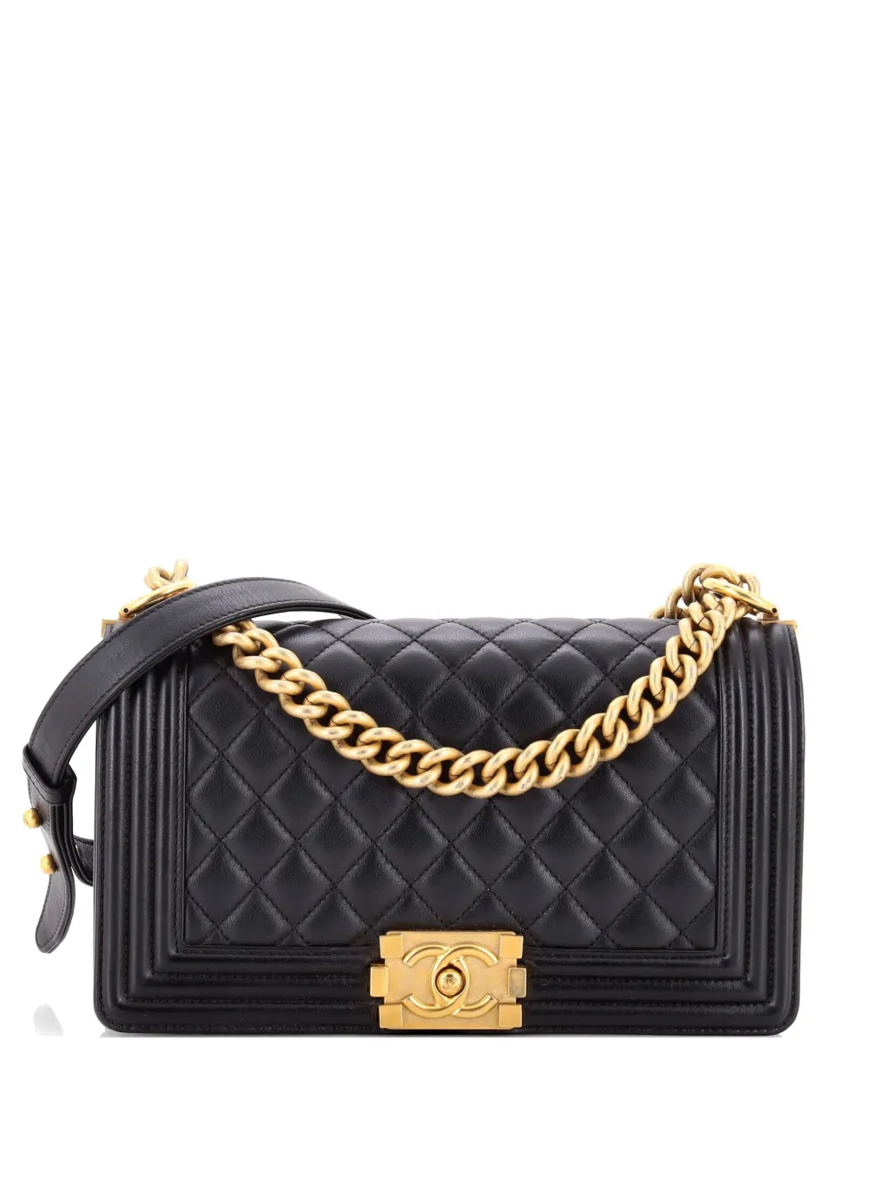 CHANEL Pre-Owned Boy Flap Bag Quilted Lambskin Old Medium shoulder bag - Nero