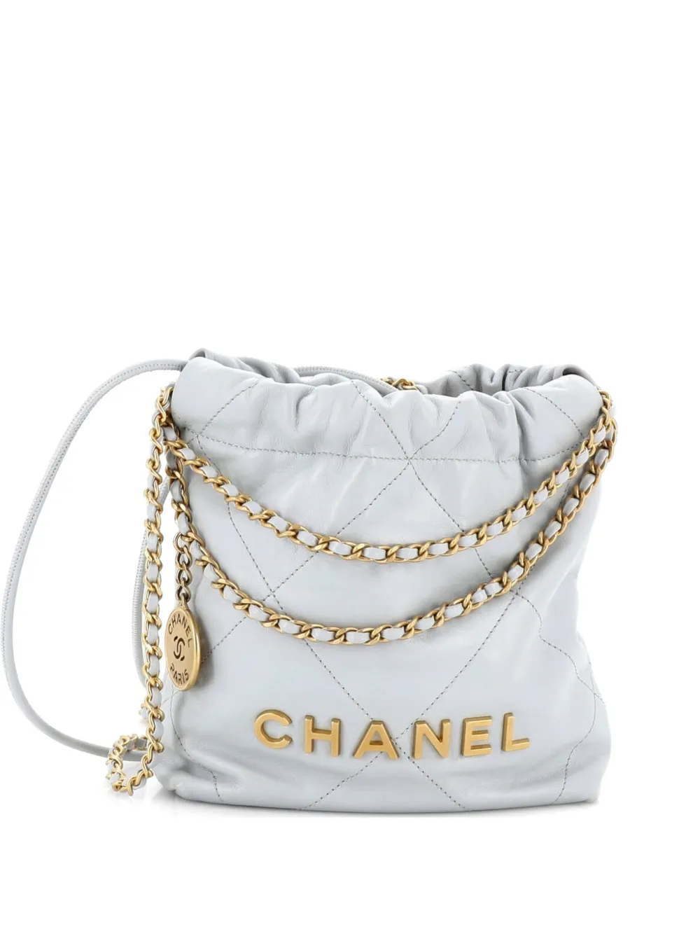 CHANEL Pre-Owned 22 Chain Hobo Quilted Calfskin Mini crossbody bag - Grau