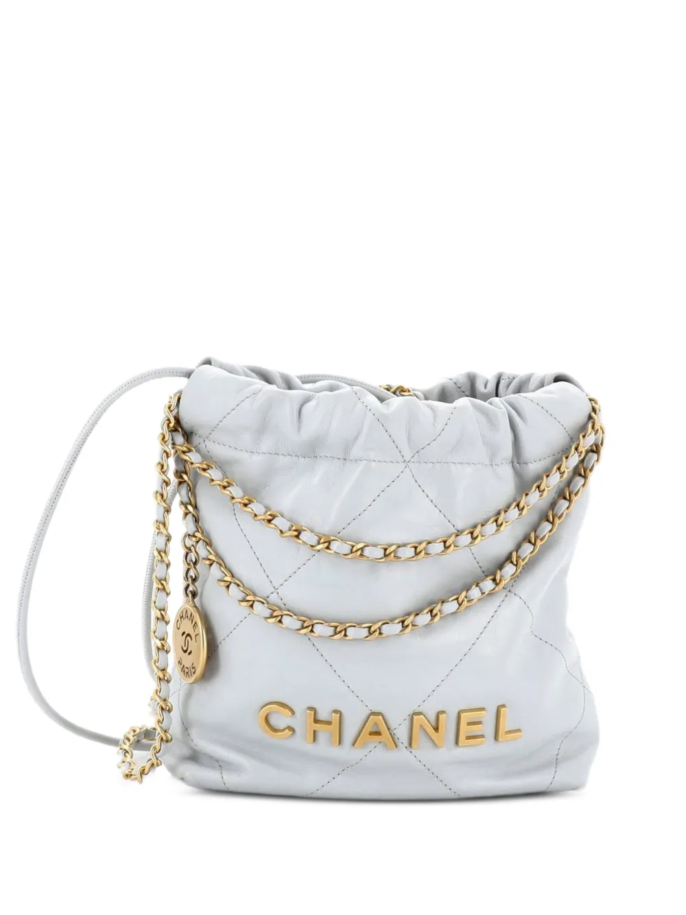 CHANEL Pre-Owned 22 Chain Hobo Quilted Calfskin Mini crossbody bag - Grigio