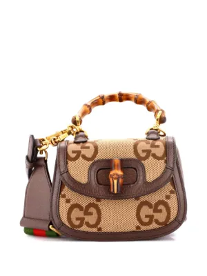 Gucci Pre-Owned バンブー1947 トップハンドル ジャンボ GGキャンバス