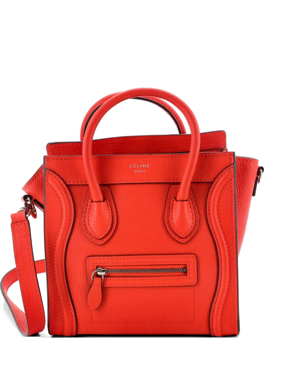 Celine Pre-Owned Luggage Bag Grainy Leather Nano crossbody bag - Rosso