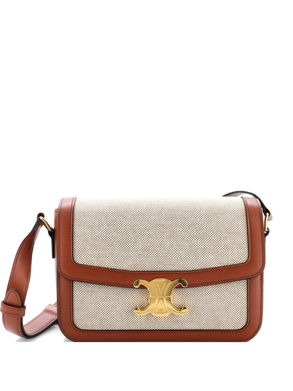 Celine Pre-Owned Triomphe Shoulder Bag Canvas with Leather Medium crossbody bag - Brown