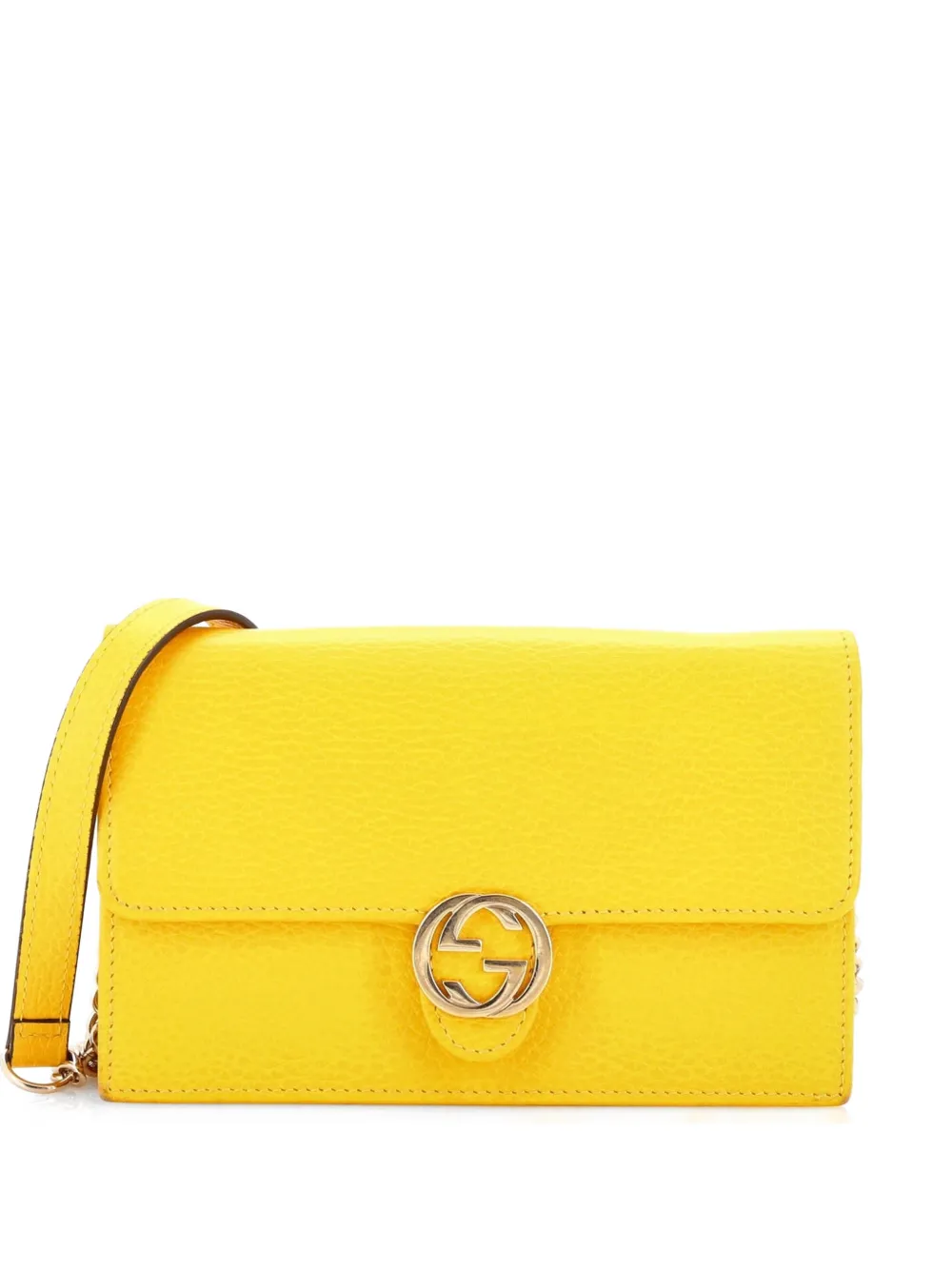 Gucci Pre-Owned Interlocking Wallet on Chain Leather crossbody bag - Giallo