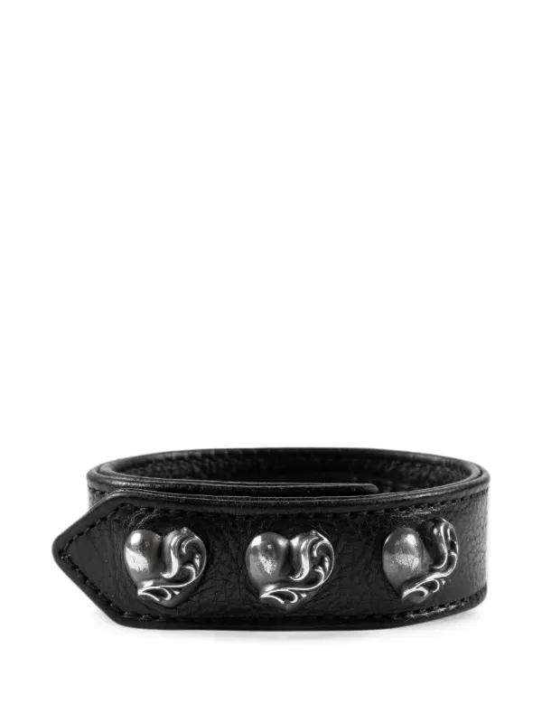 Chrome Hearts heart-embellished Leather Bracelet | Black | FARFETCH AO