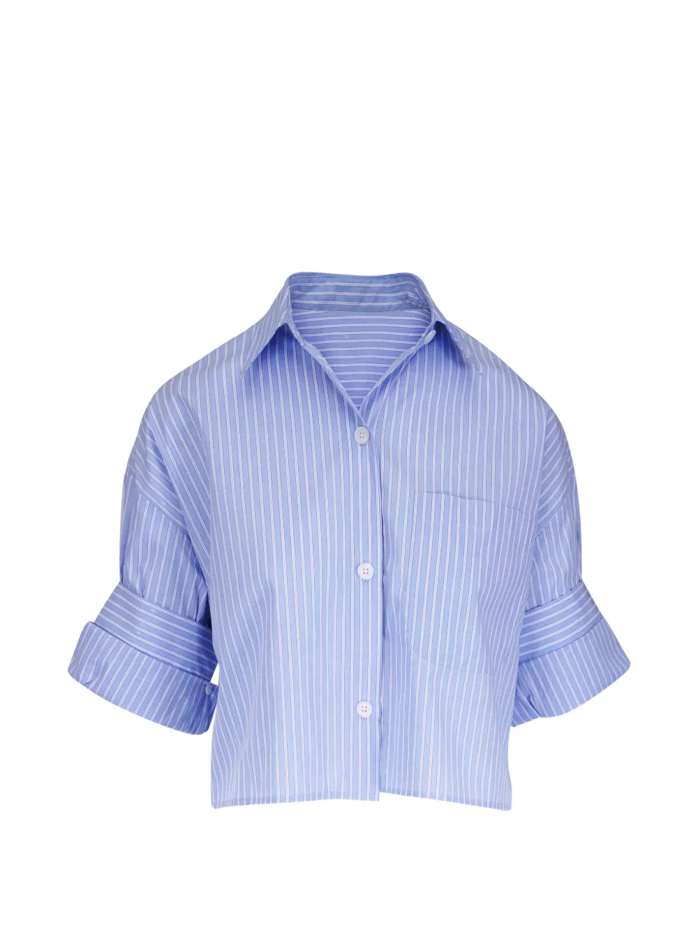 TWP vertical-stripe cropped shirt - Blu