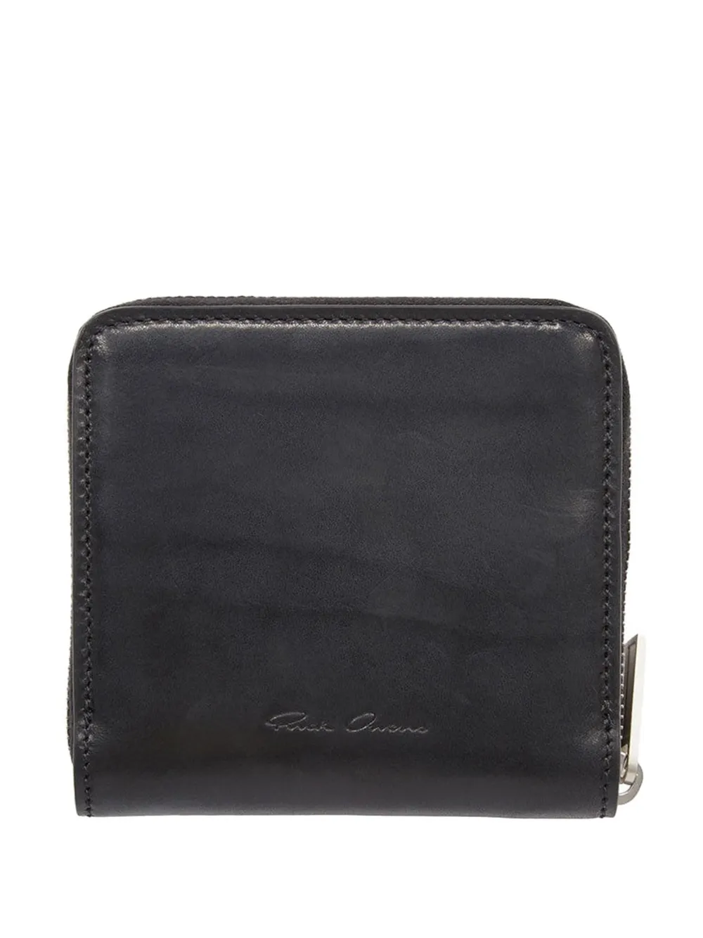 Rick Owens logo-plaque zip-around wallet - Nero