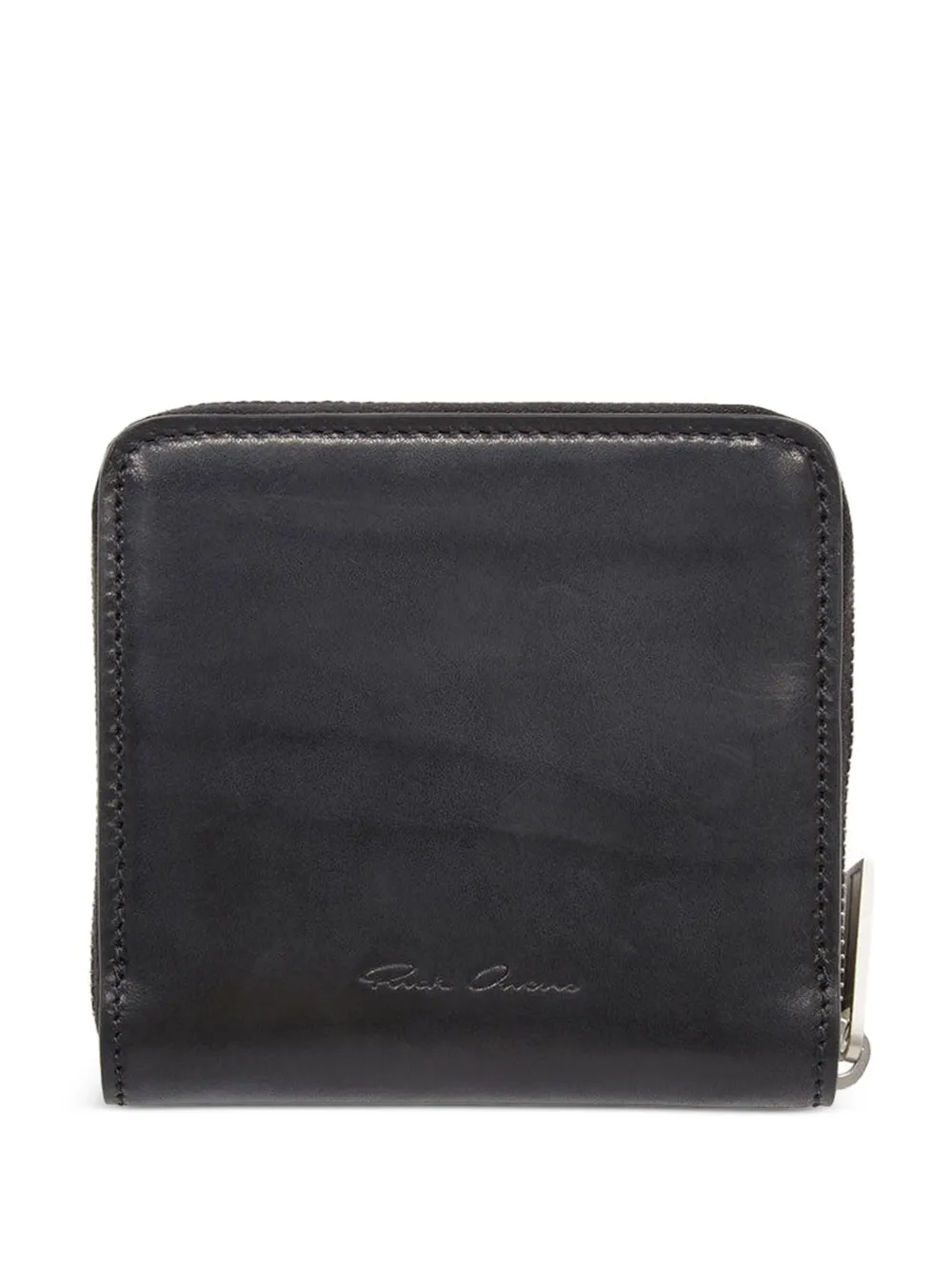 Rick Owens logo-plaque zip-around wallet - Nero