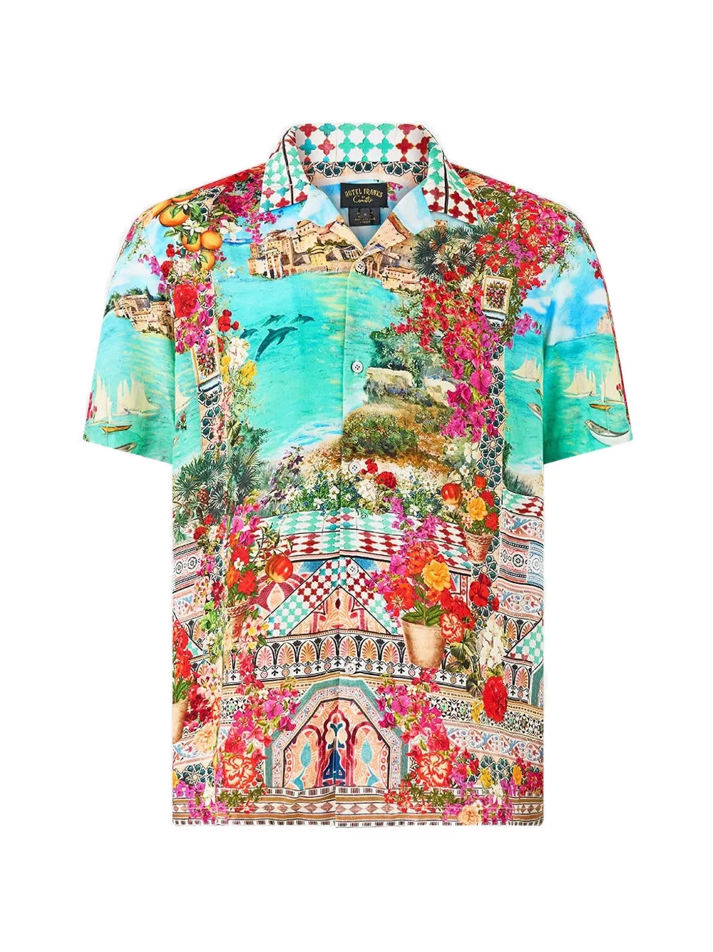 Camilla Meet Me In Mallorca graphic-print camp-collar shirt - Blu