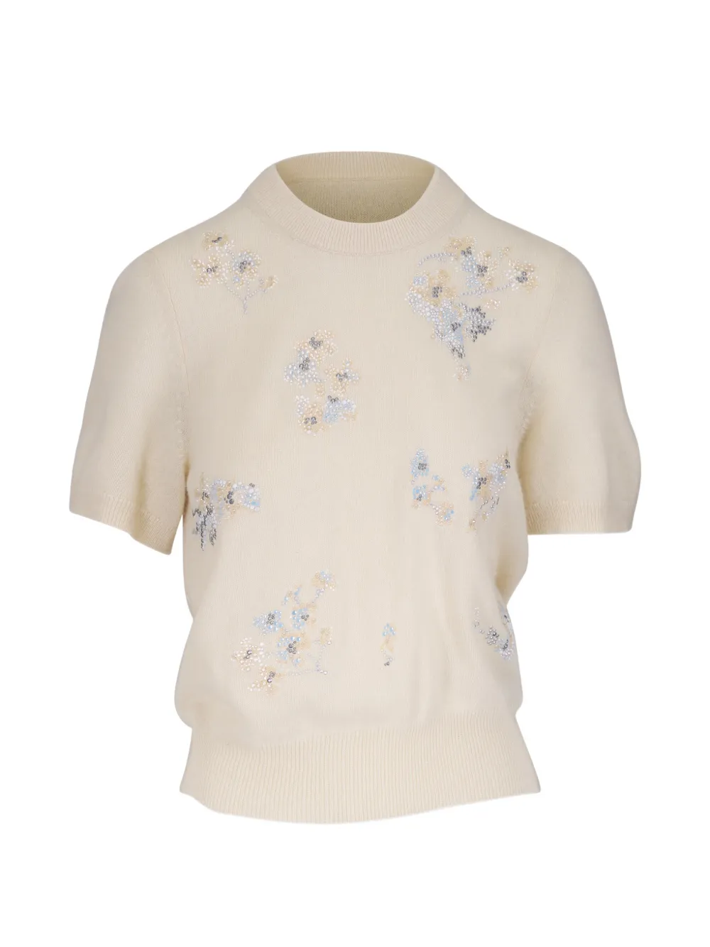 Libertine bead-embellished floral-motif sweater - Neutrals