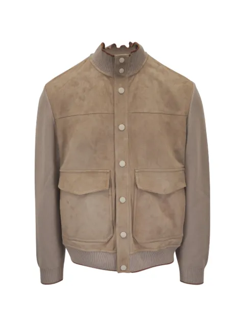 Canali suede-panelled bomber jacket