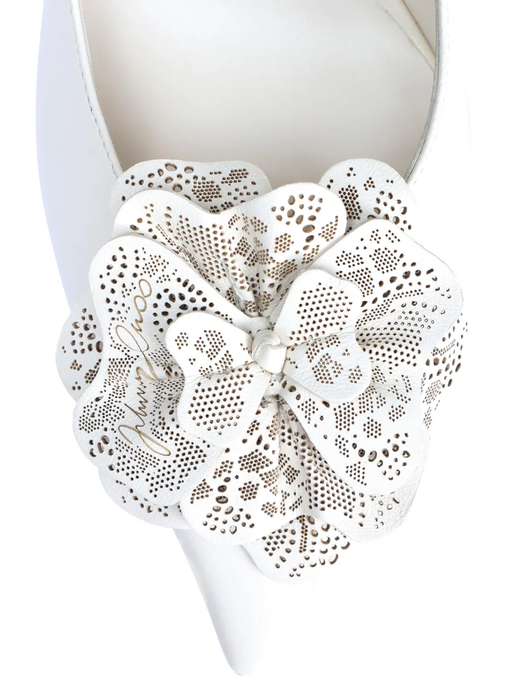 Jimmy Choo Mimi Pump flower-appliqué perforated Beige