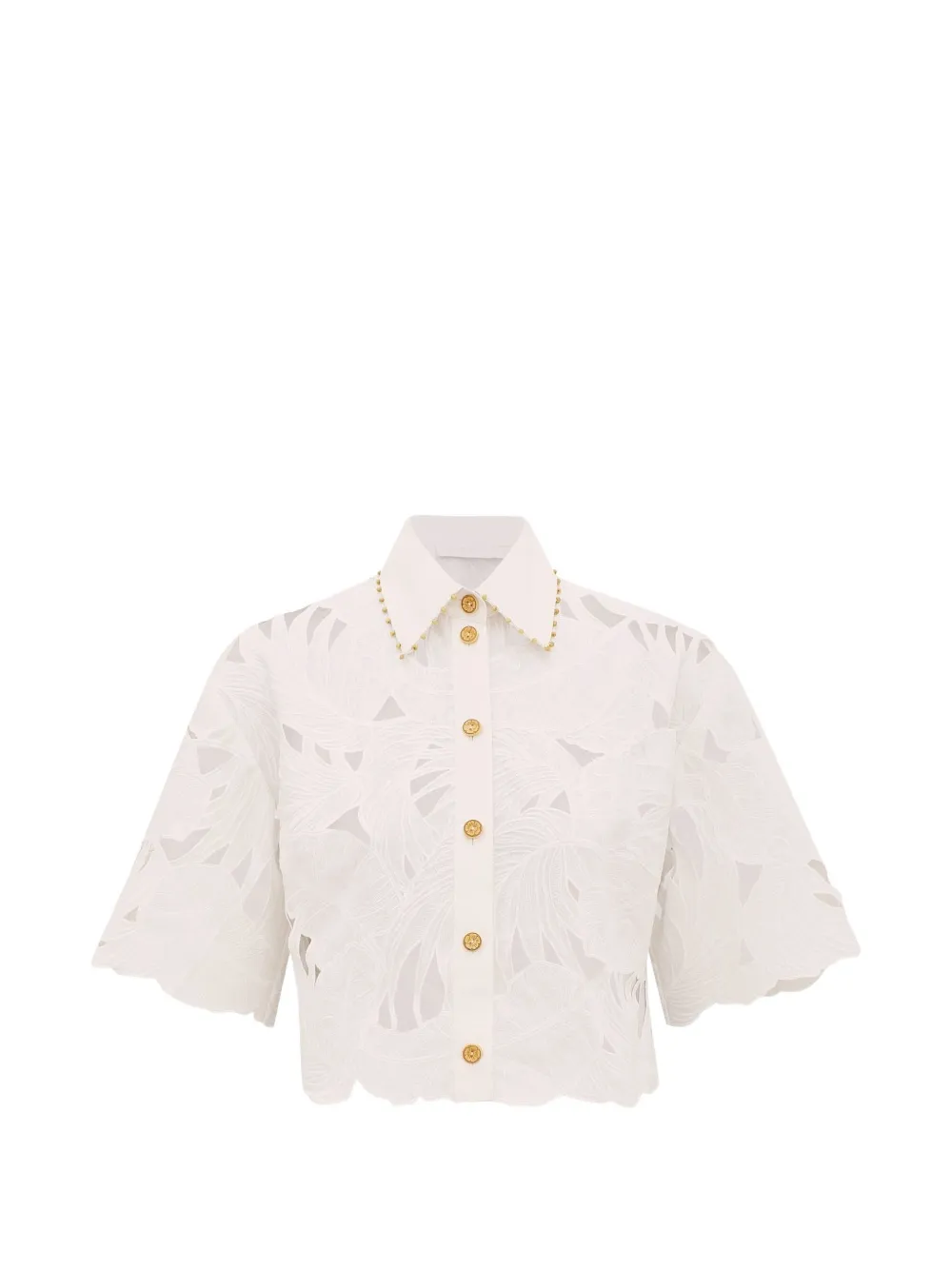 ZIMMERMANN Mahon embroidered cropped shirt - Bianco