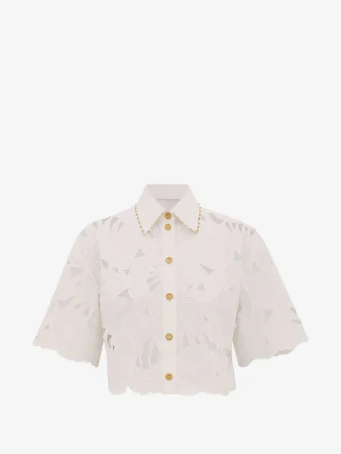 ZIMMERMANN Mahon embroidered cropped shirt