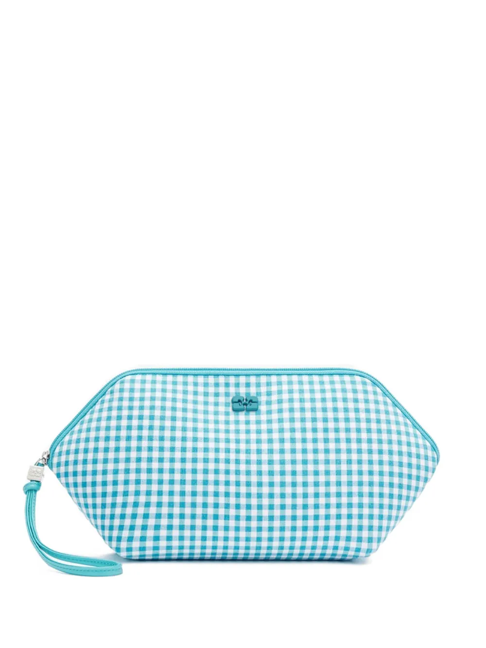 GANNI Bikini gingham-check clutch bag - Blue