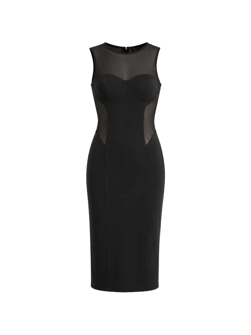Patrizia Pepe mesh-panelled corset-style dress - Nero