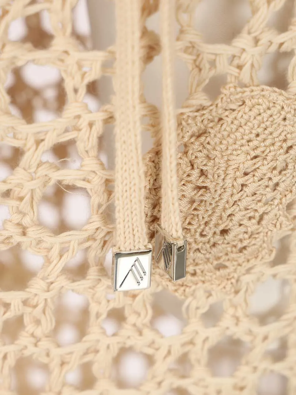 The Attico Opengewerkte midi-rok met borduurwerk Beige