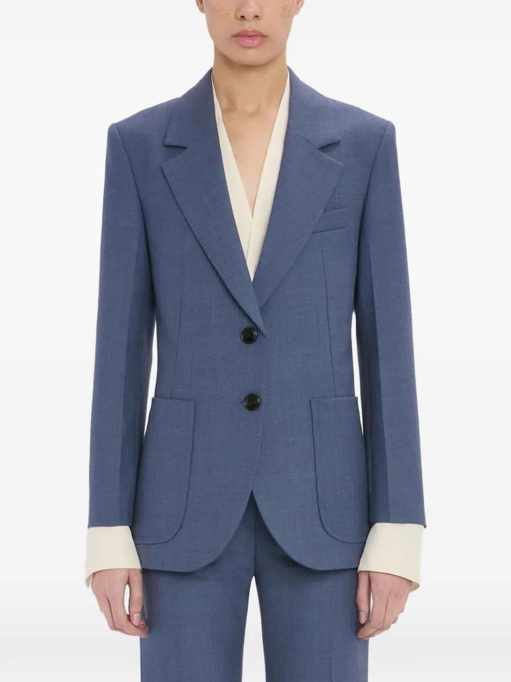 Victoria Beckham Katherine wollen blazer met enkele rij knopen Blauw