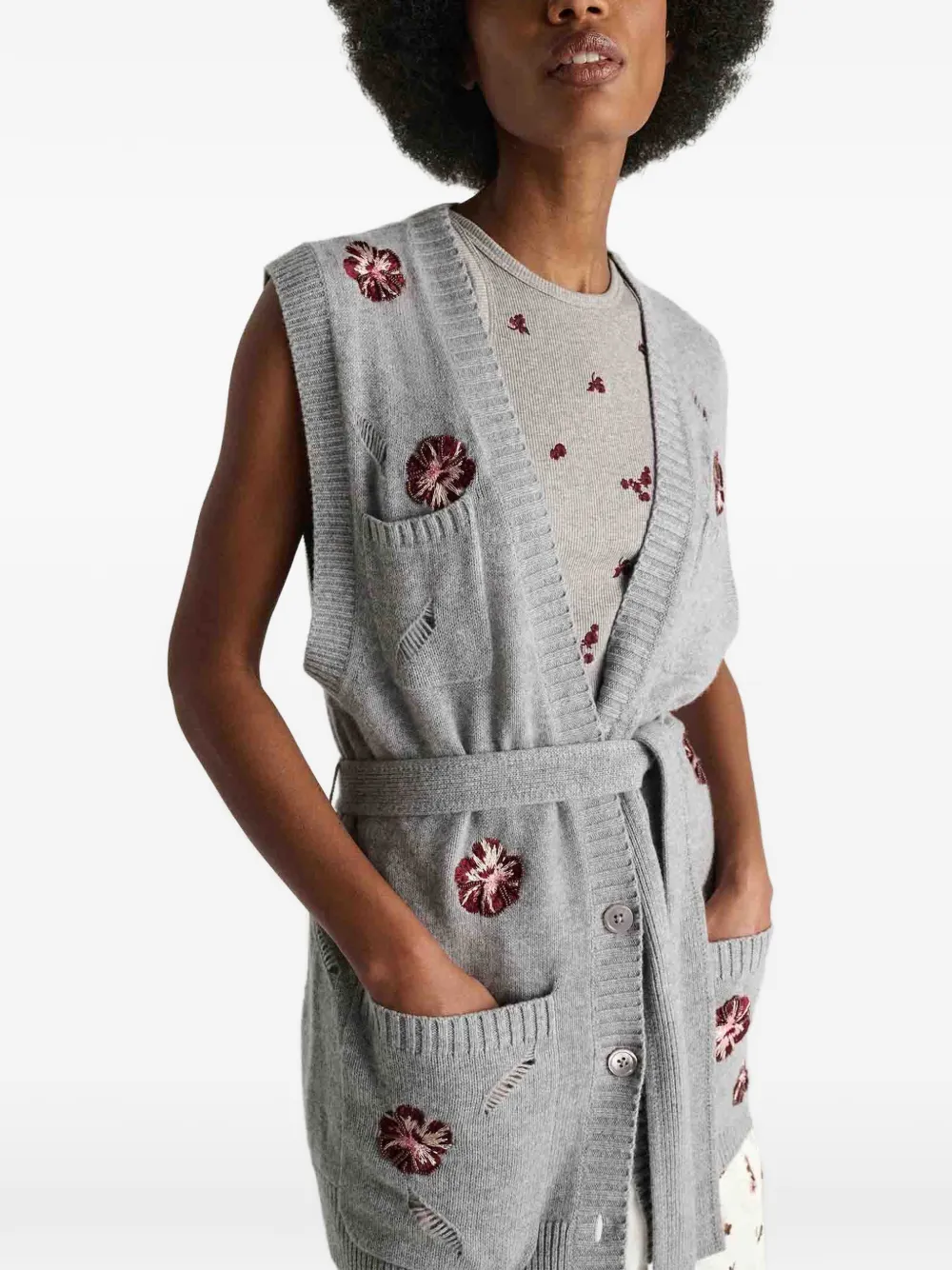 Dorothee Schumacher Blooming Statements mouwloos vest met geborduurde bloemen Grijs