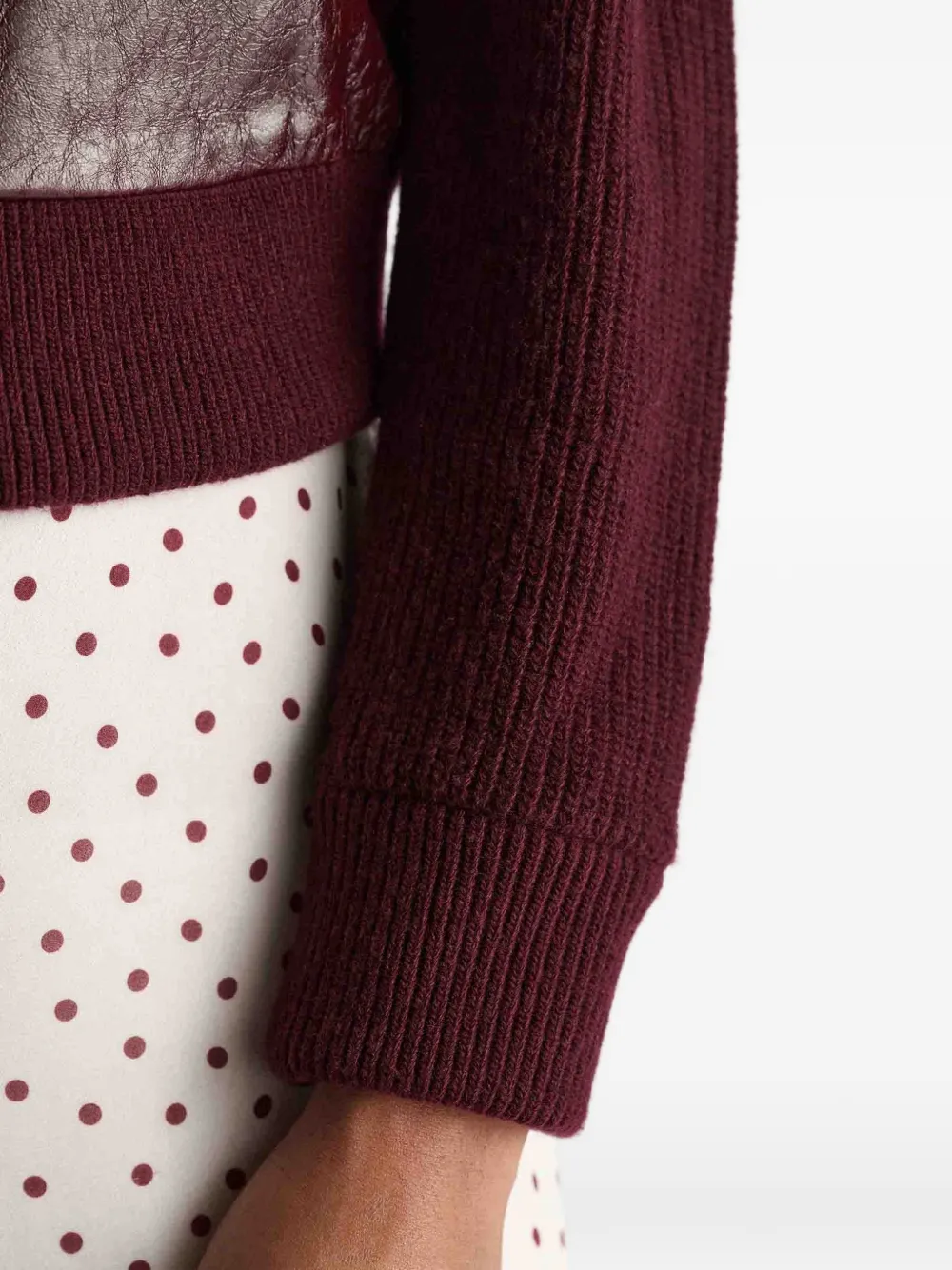Dorothee Schumacher It's A Match gebreid jack met vlakken van lamsleer Rood