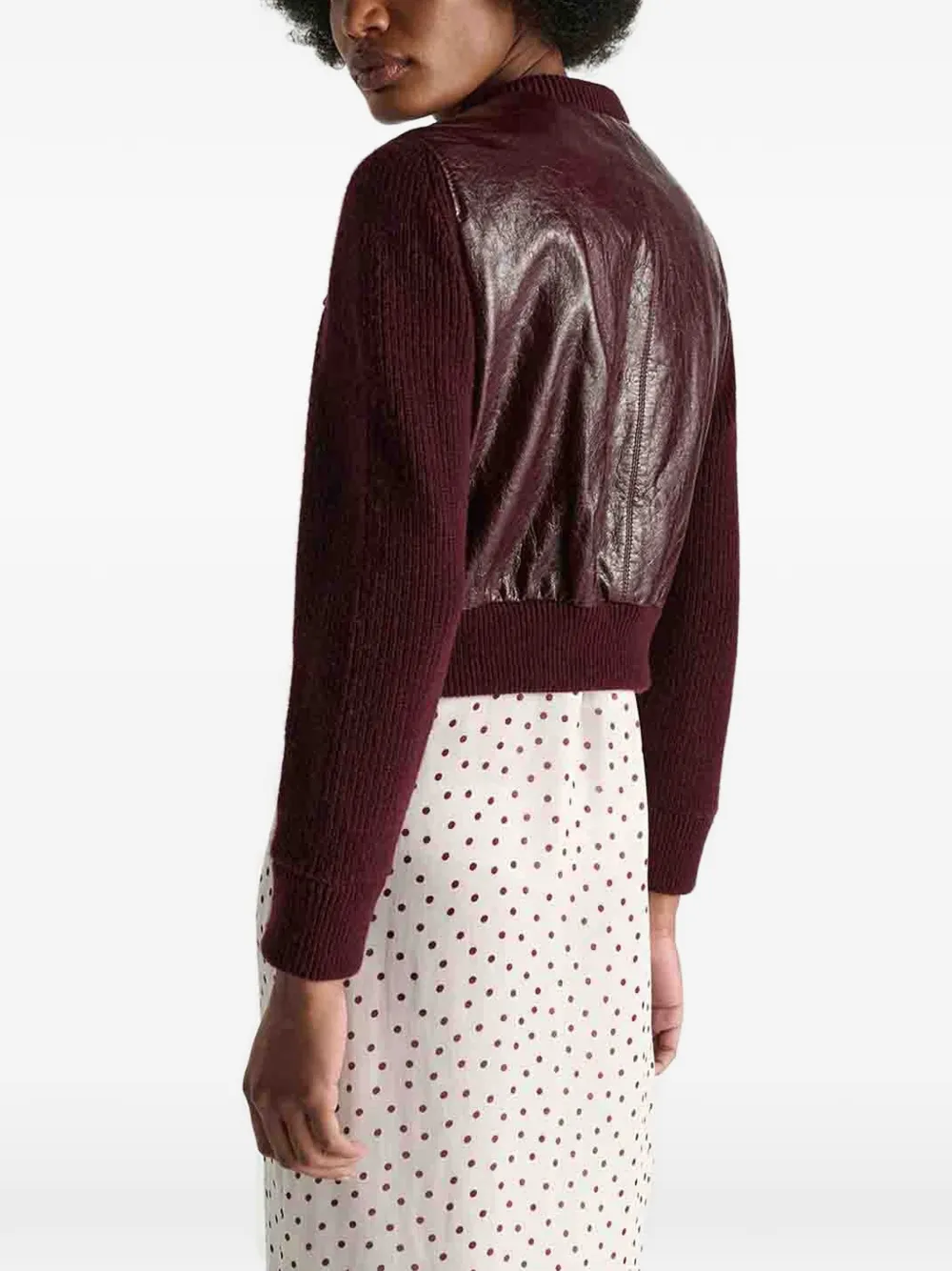 Dorothee Schumacher It's A Match gebreid jack met vlakken van lamsleer Rood