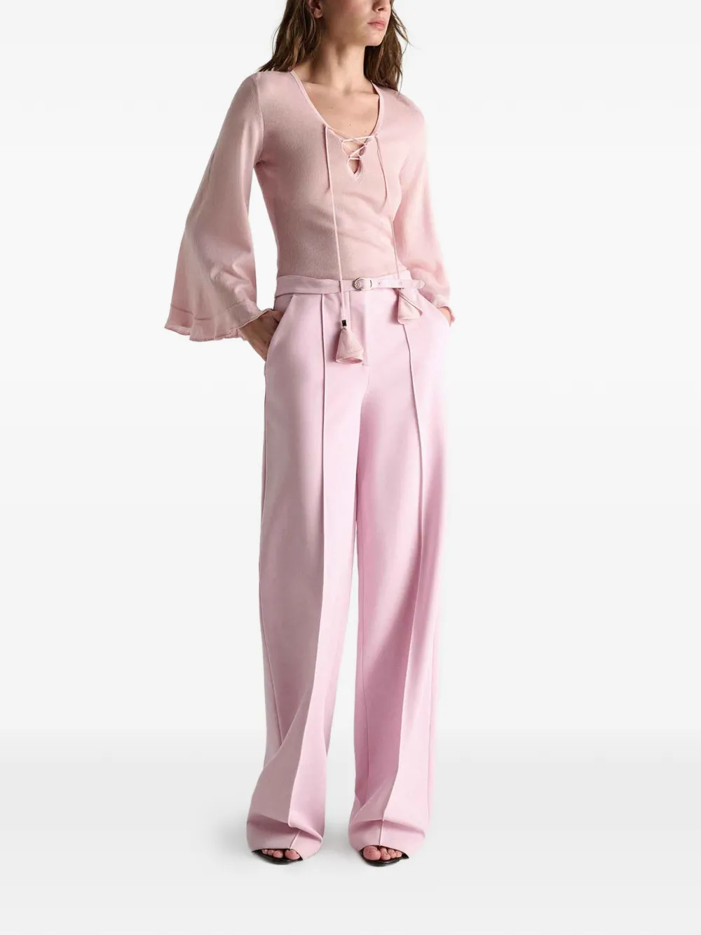 Dorothee Schumacher Refined Essentials trui met flared mouwen en veters Roze