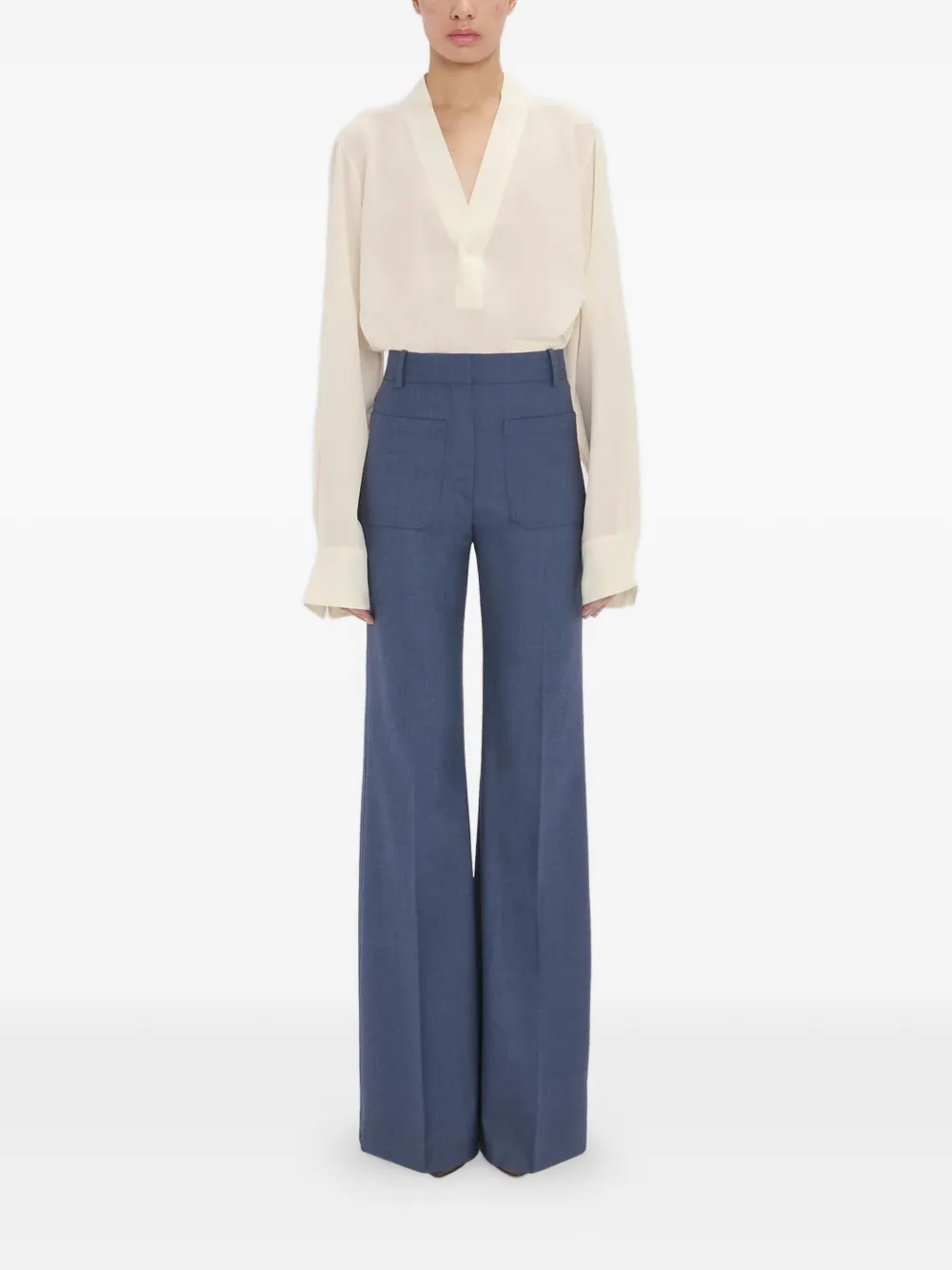 Victoria Beckham Alina pantalon met opgestikte zak Blauw