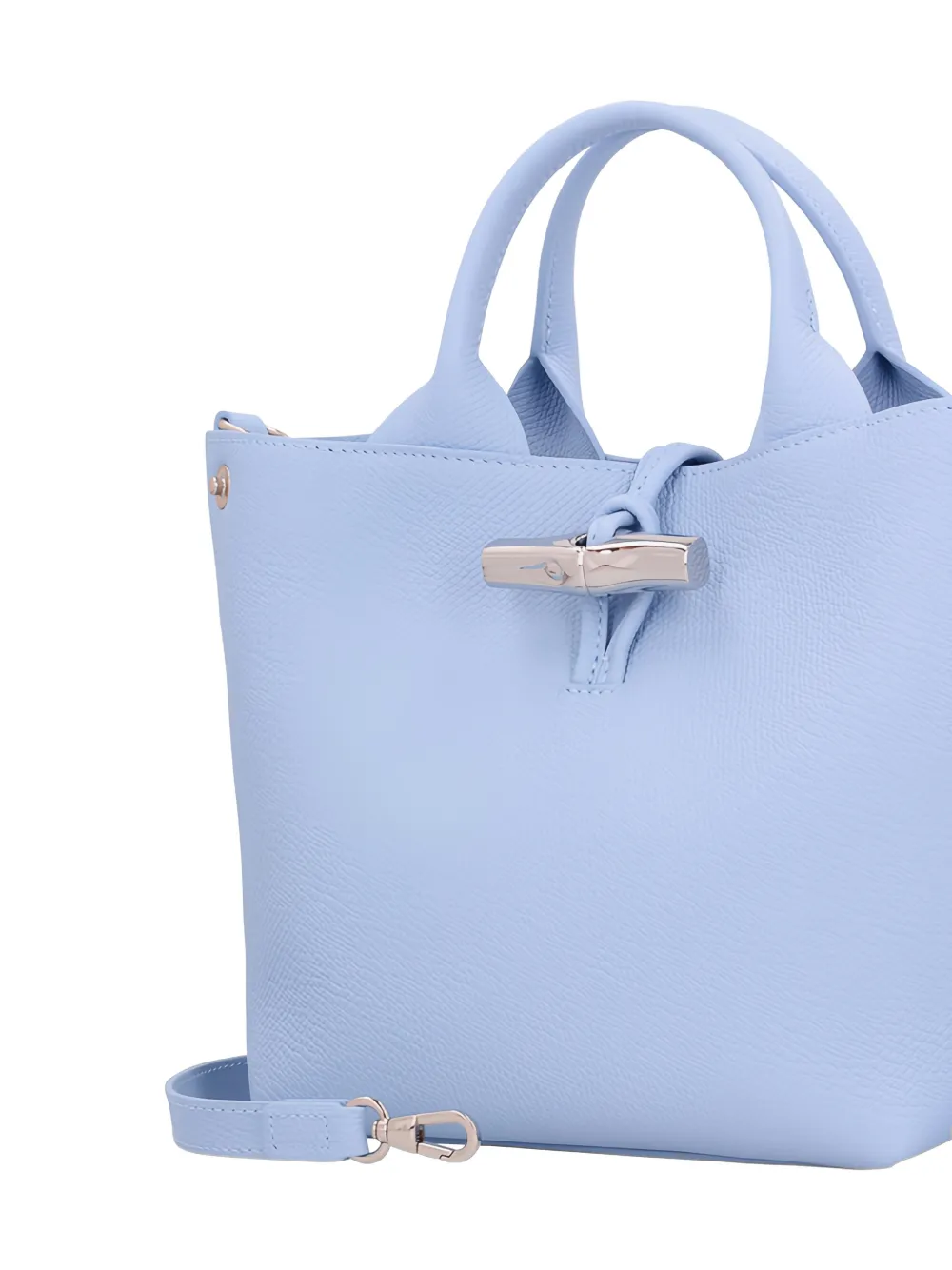 Longchamp Kleine Le Roseau shopper met houtje-touwtje sluiting Blauw
