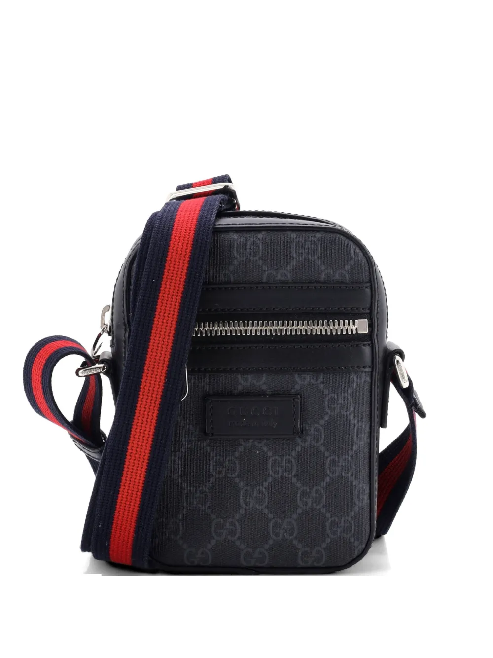 Gucci Pre-Owned Web Strap Front Zip Messenger Bag GG Coated Canvas Mini crossbody bag - Schwarz
