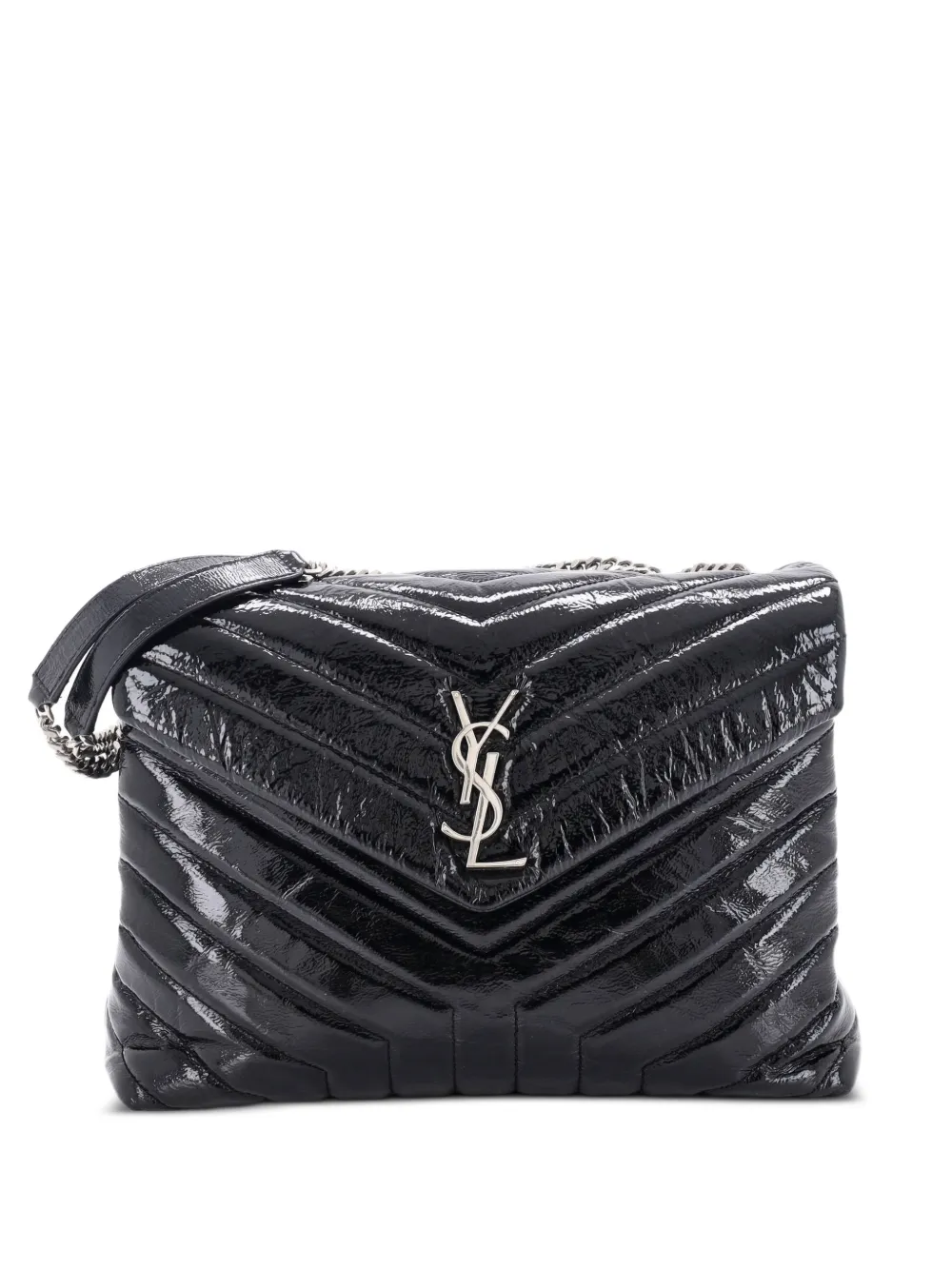Saint Laurent Pre-Owned Loulou Matelasse Chevron Patent Medium shoulder bag - Schwarz