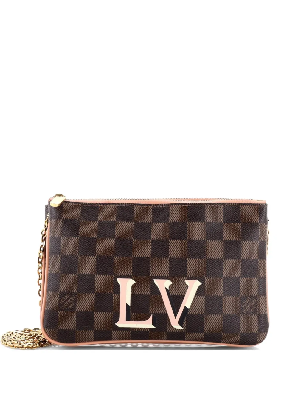 Louis Vuitton Pre-Owned Double Zip Pochette Damier clutch bag - Marrone