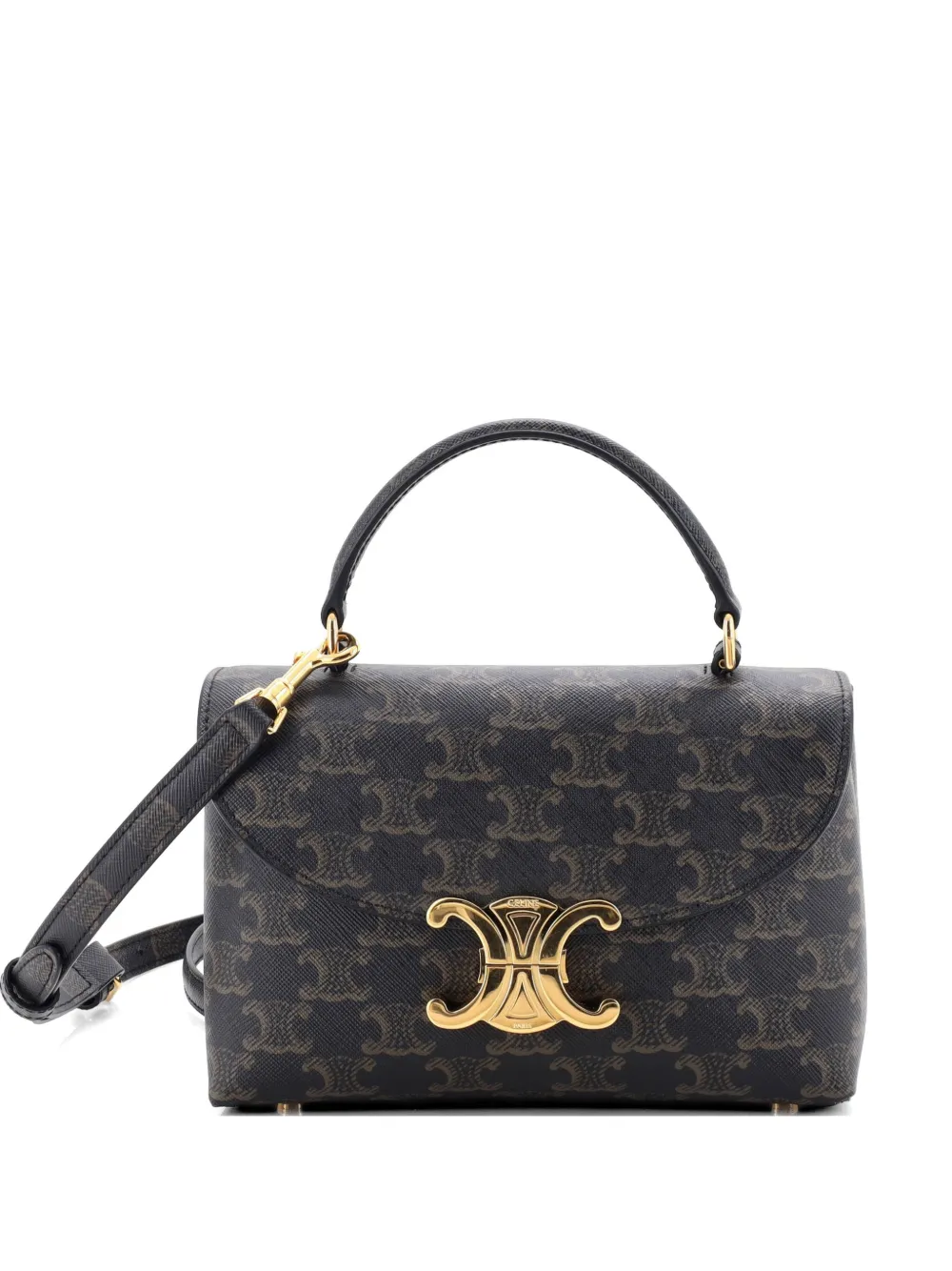 Celine Pre-Owned Nino Top Handle Bag Triomphe Coated Canvas Teen satchel - Marrone