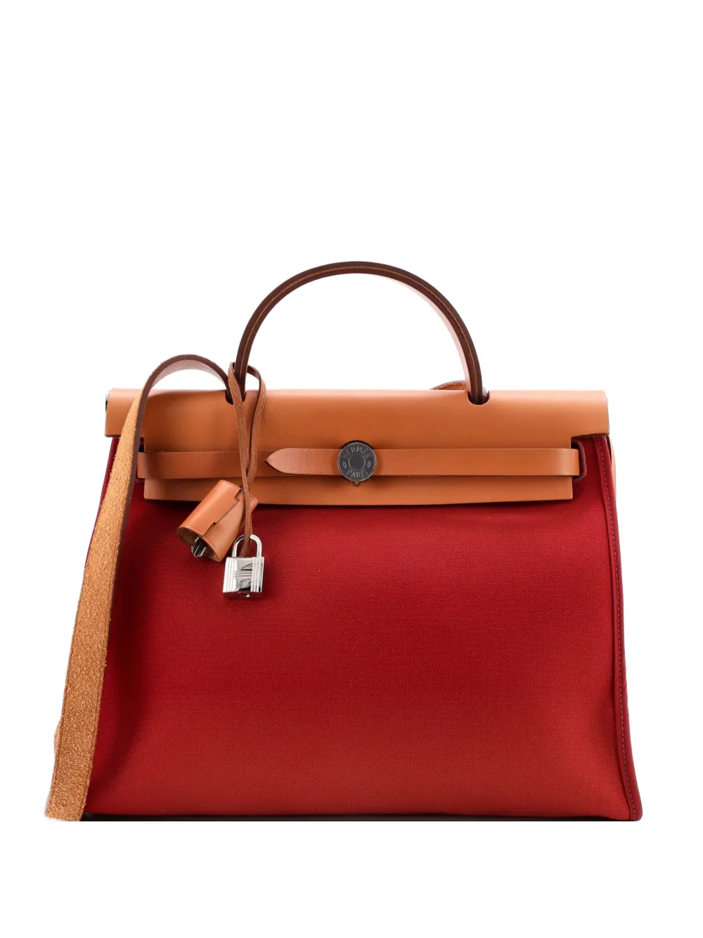 Hermès Pre-Owned Herbag Zip Leather and Toile 31 shoulder bag - Rosso